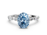 White gold Fancy Blue Oval  Solitaire Marquise Side Stone Prong Setting Ring_44