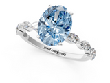 White gold Fancy Blue Oval  Solitaire Marquise Side Stone Prong Setting Ring_45