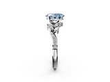 White gold Fancy Blue Oval  Solitaire Marquise Twist Band with Six-Prong Setting_110