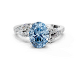 White gold Fancy Blue Oval  Solitaire Marquise Twist Band with Six-Prong Setting_110