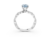 White gold Fancy Blue Oval  Solitaire Milgrain Diamond Engagement Ring with Bezel and Marquise Band_183