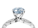 White gold Fancy Blue Oval  Solitaire Milgrain Diamond Engagement Ring with Bezel and Marquise Band_184