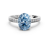 White gold Fancy Blue Oval  Solitaire Pavé Band Prong Setting Ring_20
