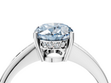 White gold Fancy Blue Oval  Solitaire Pavé Band Prong Setting Ring_24