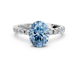 White gold Fancy Blue Oval  Solitaire Pavé Band with Four-Prong Setting_151