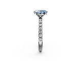 White gold Fancy Blue Oval  Solitaire Pavé Band with Four-Prong Setting_153