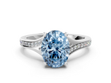 White gold Fancy Blue Oval  Solitaire Pavé Band with Four-Prong Setting_42