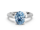 White gold Fancy Blue Oval  Solitaire Pavé Diamond Engagement Ring with Four-Prong Setting_150