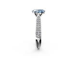 White gold Fancy Blue Oval  Solitaire Pavé Diamond Engagement Ring with Four-Prong Setting_152