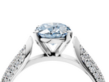 White gold Fancy Blue Oval  Solitaire Pavé Diamond Engagement Ring with Four-Prong Setting_154
