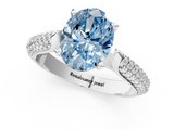 White gold Fancy Blue Oval  Solitaire Pavé Diamond Engagement Ring with Four-Prong Setting_155