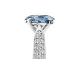 White gold Fancy Blue Oval  Solitaire Pavé Diamond Engagement Ring with Four-Prong Setting_155