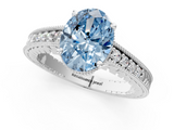 White gold Fancy Blue Oval  Solitaire Pavé Diamond Milgrain Engagement Ring with Four-Prong Setting_4