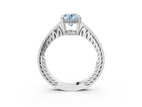 White gold Fancy Blue Oval  Solitaire Pavé Diamond Milgrain Engagement Ring with Four-Prong Setting_6