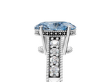 White gold Fancy Blue Oval  Solitaire Pavé Diamond Milgrain Engagement Ring with Four-Prong Setting_8