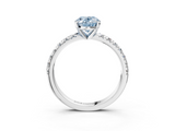 White gold Fancy Blue Oval  Solitaire Pave Diamond Engagement Ring with Four-Prong Setting_349