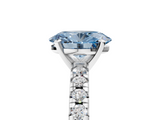 White gold Fancy Blue Oval  Solitaire Pave Diamond Engagement Ring with Four-Prong Setting_352