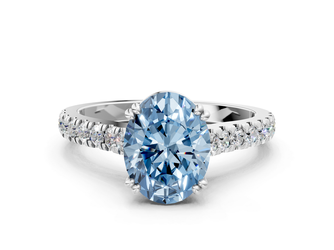 White gold Fancy Blue Oval  Solitaire Pave Diamond Engagement Ring with Prong Setting_20