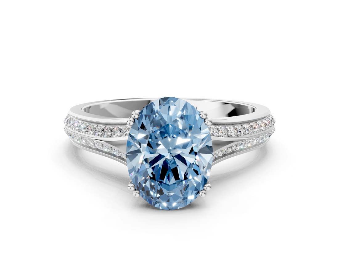 White gold Fancy Blue Oval  Solitaire Pave Split Shank Engagement Ring with Six-Prong Setting_36