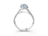 White gold Fancy Blue Oval  Solitaire Pave Split Shank Ring with Four-Prong Setting_162
