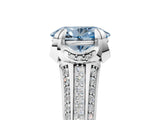 White gold Fancy Blue Oval  Solitaire Pave Split Shank Ring with Four-Prong Setting_164