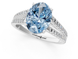 White gold Fancy Blue Oval  Solitaire Split Shank Pavé Diamond Engagement Ring_432