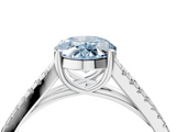 White gold Fancy Blue Oval  Solitaire Split Shank Pavé Diamond Engagement Ring_435
