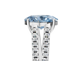 White gold Fancy Blue Oval  Solitaire Split Shank Pavé Diamond Engagement Ring_436