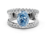 White gold Fancy Blue Oval  Solitaire Split Shank Pave Diamond Ring_67