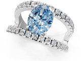 White gold Fancy Blue Oval  Solitaire Split Shank Pave Diamond Ring_68