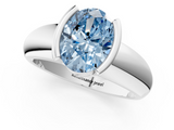 White gold Fancy Blue Oval  Solitaire Tension Set Diamond Ring with Wide Band_21