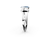 White gold Fancy Blue Oval  Solitaire Tension Set Diamond Ring with Wide Band_22
