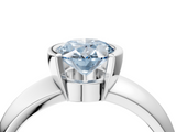 White gold Fancy Blue Oval  Solitaire Tension Set Diamond Ring with Wide Band_24