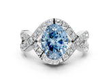 White gold Fancy Blue Oval  Solitaire Twist Band Pavé Diamond Engagement Ring_32