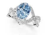 White gold Fancy Blue Oval  Solitaire Twist Band Pavé Diamond Engagement Ring_33