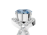 White gold Fancy Blue Oval  Solitaire Twist Band Pavé Diamond Engagement Ring_37