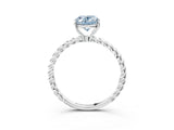 White gold Fancy Blue Oval  Solitaire Twist Band Ring with Four-Prong Setting_167