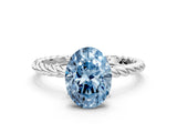 White gold Fancy Blue Oval  Solitaire Twist Band Ring with Four-Prong Setting_170