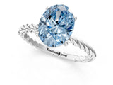 White gold Fancy Blue Oval  Solitaire Twist Band Ring with Four-Prong Setting_171