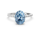 White gold Fancy Blue Oval  Solitaire Twist Band Ring with Four-Prong Setting_18