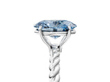 White gold Fancy Blue Oval  Solitaire Twist Band Ring with Four-Prong Setting_23