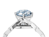 White gold Fancy Blue Oval  Solitaire Twist Band with Leaf Prong Setting 5