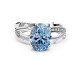 White gold Fancy Blue Oval  Solitaire Twist Band with Pavé Accents and Four-Prong Setting_20