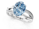 White gold Fancy Blue Oval  Solitaire Twist Band with Pavé Accents and Four-Prong Setting_21