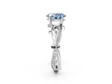 White gold Fancy Blue Oval  Solitaire Twist Band with Pavé Accents and Four-Prong Setting_22