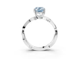 White gold Fancy Blue Oval  Solitaire Twist Band with Pavé Accents and Four-Prong Setting_23