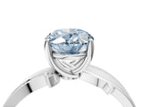 White gold Fancy Blue Oval  Solitaire Twist Band with Pavé Accents and Four-Prong Setting_24