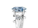 White gold Fancy Blue Oval  Solitaire Twist Band with Pavé Accents and Four-Prong Setting_25
