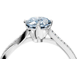 White gold Fancy Blue Oval  Solitaire Twist Band with Pavé Diamonds and Four-Prong Setting_65
