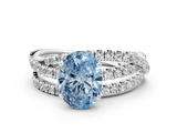 White gold Fancy Blue Oval  Solitaire Twist Band with Pavé Setting and Four-Prong Setting_104